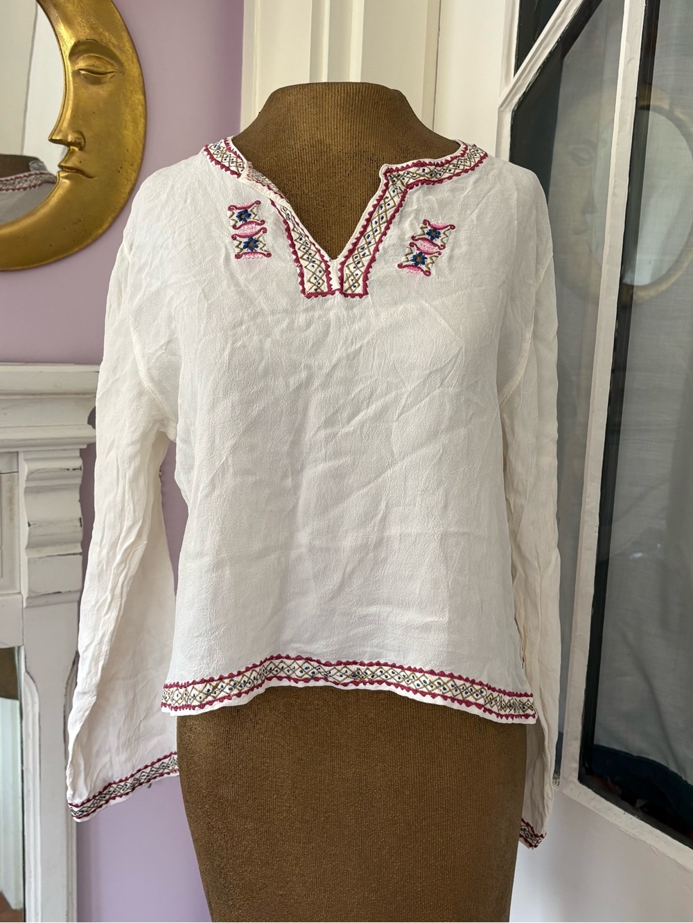 Vintage Embroidered Peasant Top